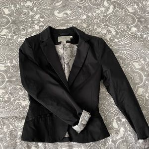 Black blazer, floral black and white inside